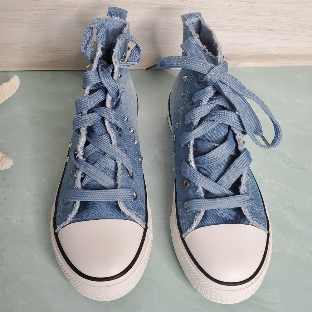 New! Denim Lace Up Sneakers - Picture 6 of 6